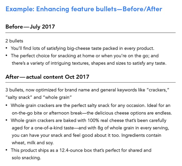 Content changes Enhancing feature bullets